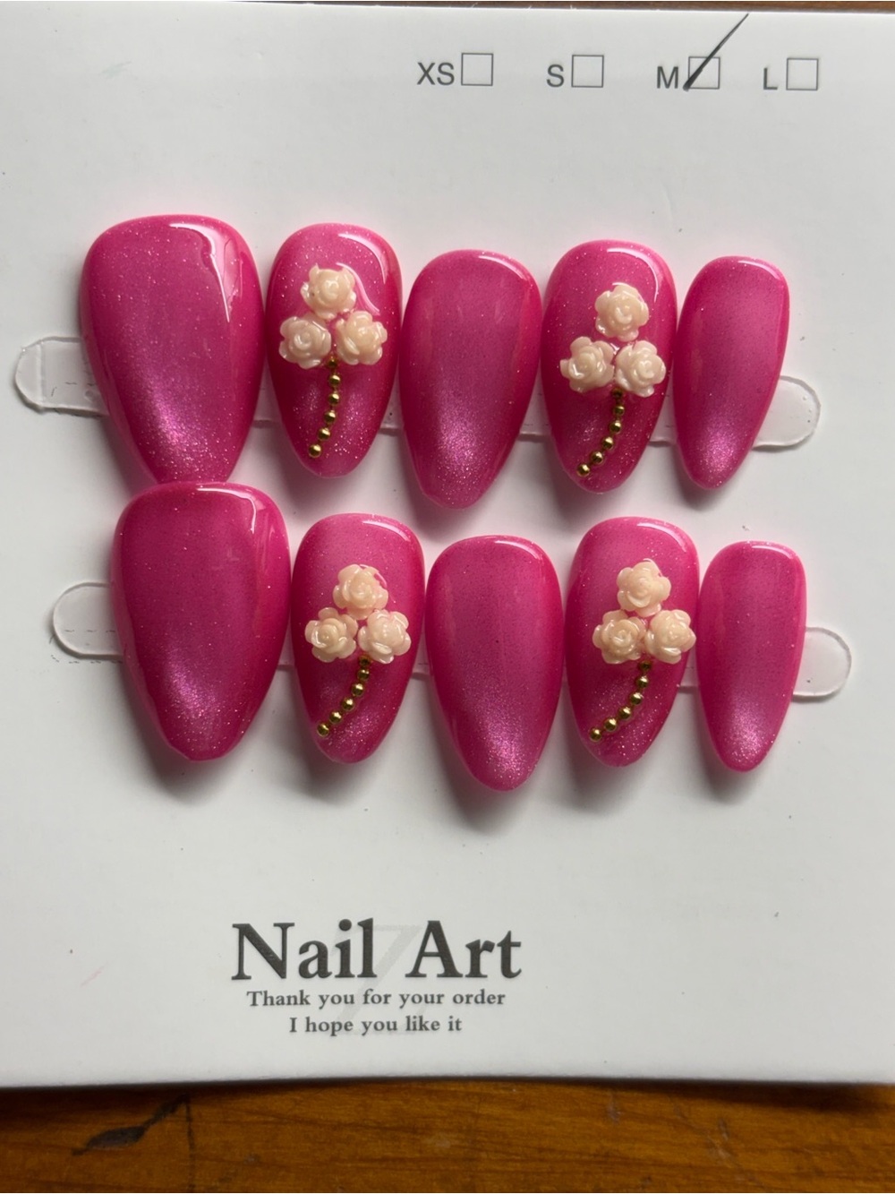 Nail Art Pink Floral 3D Press-On Nail Set